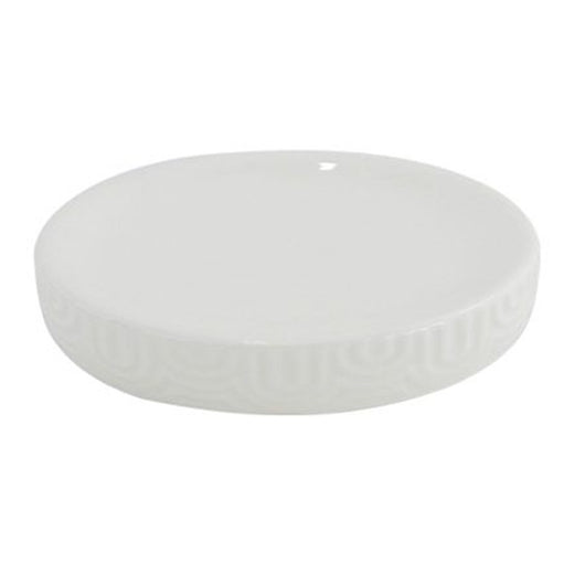 Trade Shop - Piattino Porta Sapone Saponetta Per Arredo Da Bagno In Ceramica Rigata Bianca 87804         