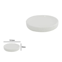 Trade Shop - Piattino Porta Sapone Saponetta Per Arredo Da Bagno In Ceramica Rigata Bianca 87804         