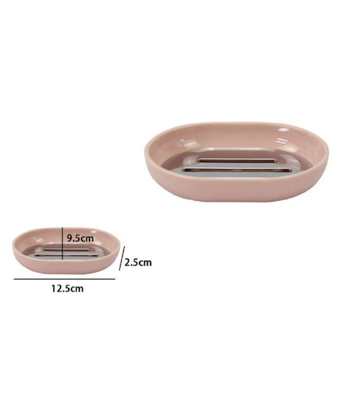 Piattino Porta Sapone Saponetta Rosa Silver Accessori Bagno 12.5 X 9.5 Cm 79871         