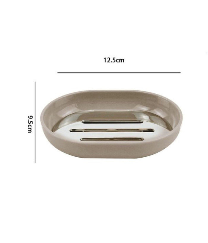 Piattino Porta Sapone Saponetta Tortora Silver Accessori Bagno 12.5x9.5 Cm 69468         