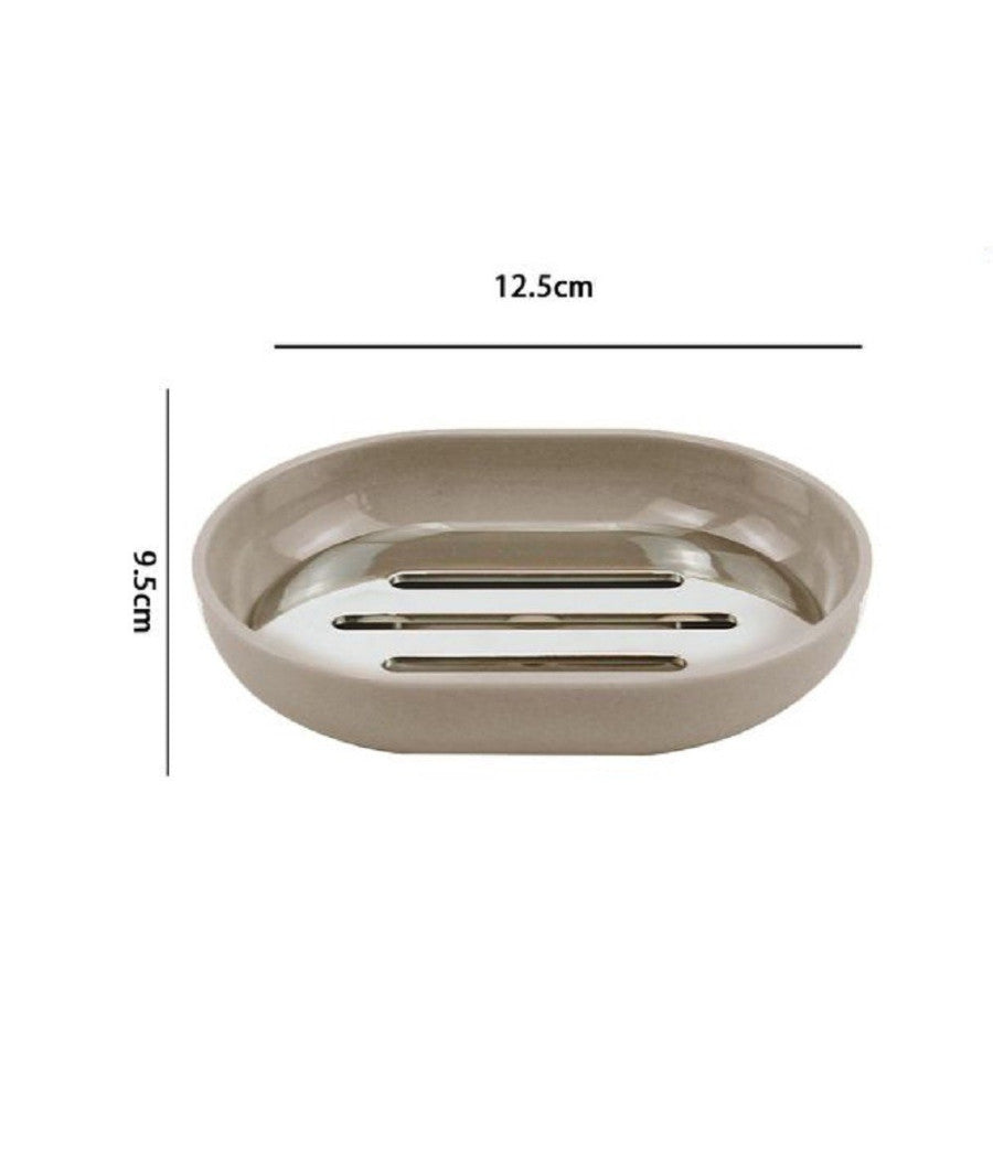 Piattino Porta Sapone Saponetta Tortora Silver Accessori Bagno 12.5x9.5 Cm 69468         