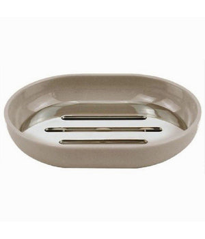 Piattino Porta Sapone Saponetta Tortora Silver Accessori Bagno 12.5x9.5 Cm 69468         