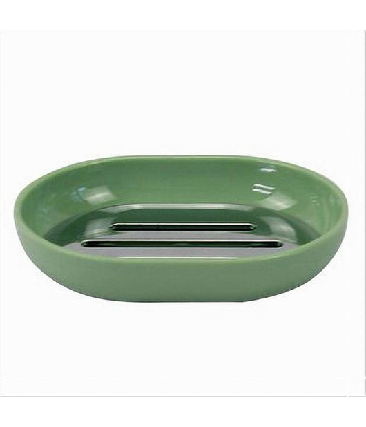 Piattino Porta Sapone Saponetta Verde Silver Accessori Bagno 12.5x9.5x2.5cm 79877         