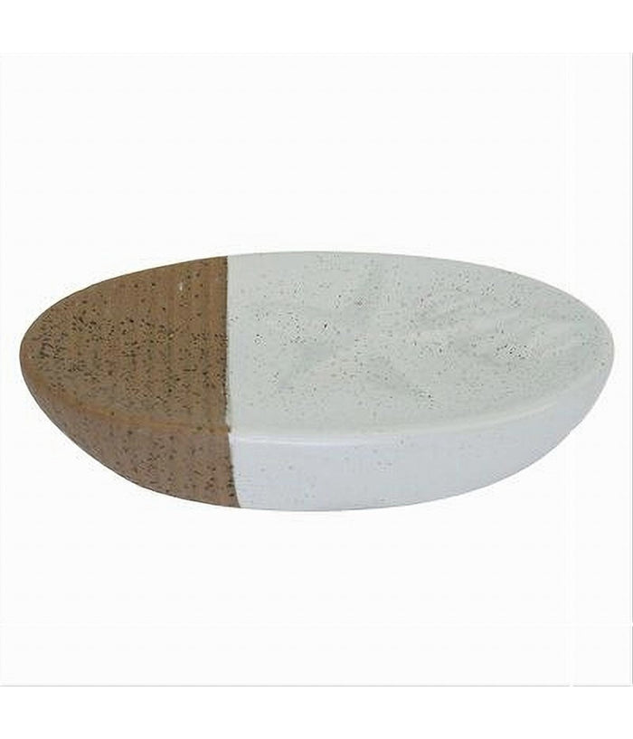 Piattino Portasapone Saponetta Bianco Decoro Marino Con Righe Marroni Bagno 79270         