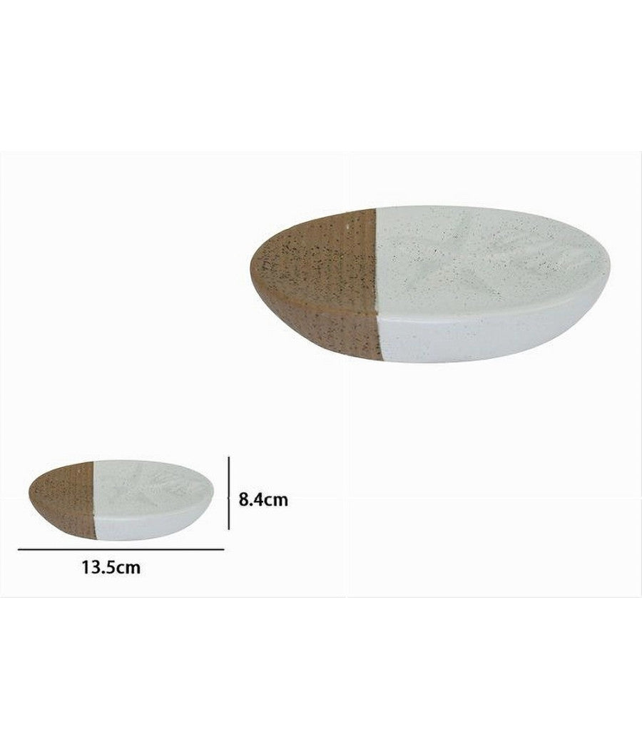 Piattino Portasapone Saponetta Bianco Decoro Marino Con Righe Marroni Bagno 79270         