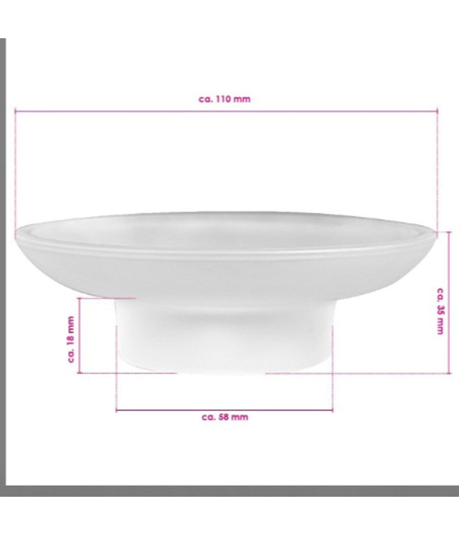 Piattino Ricambio Porta Sapone In Vetro Satinato 11cm Bagno Accessori         