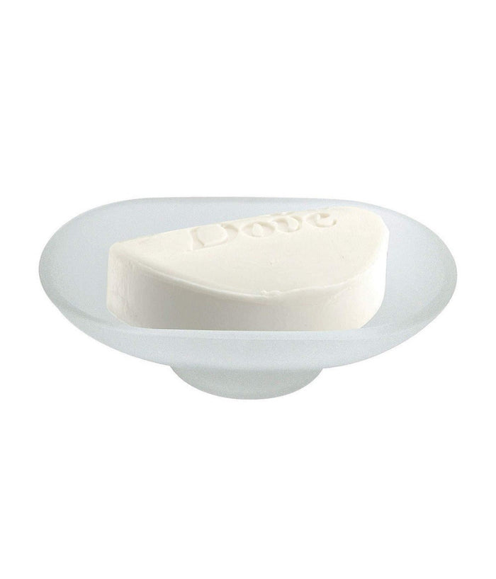 Piattino Ricambio Porta Sapone Ovale In Vetro Satinato 13cm Bagno Accessori         