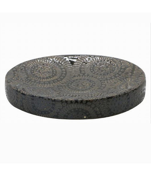 Piattino Sapone Portasaponetta Motivo Etnico Nero Accessorio Arredo Bagno 79965         