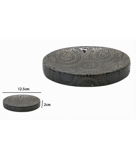 Piattino Sapone Portasaponetta Motivo Etnico Nero Accessorio Arredo Bagno 79965         