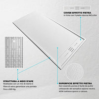 Piatto doccia 70x100 bianco pietra in resina riducibile con canalina Argo