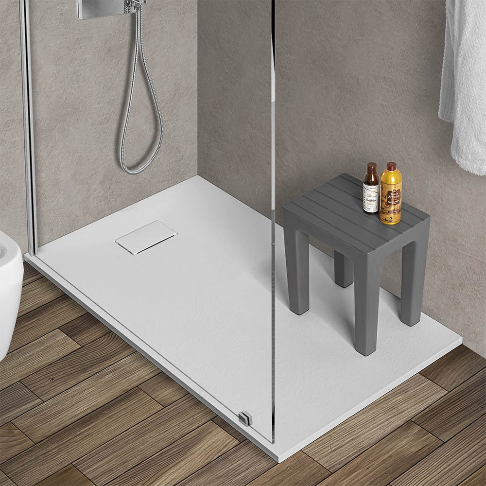 Piatto doccia 70x120 su misura serie AgorÃ  in resina bianco pietra