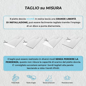 Piatto doccia 70x120 su misura serie Agorà in resina bianco pietra