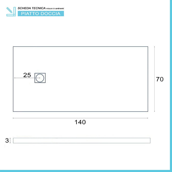 Piatto doccia 70x140 cm grigio effetto pietra in resina riducibile Karen