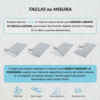 Piatto doccia 70x140 cm grigio effetto pietra in resina riducibile Karen