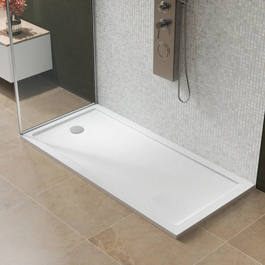Piatto doccia 70x140 cm bianco lucido bordato in acrilico rinforzato | Asteios