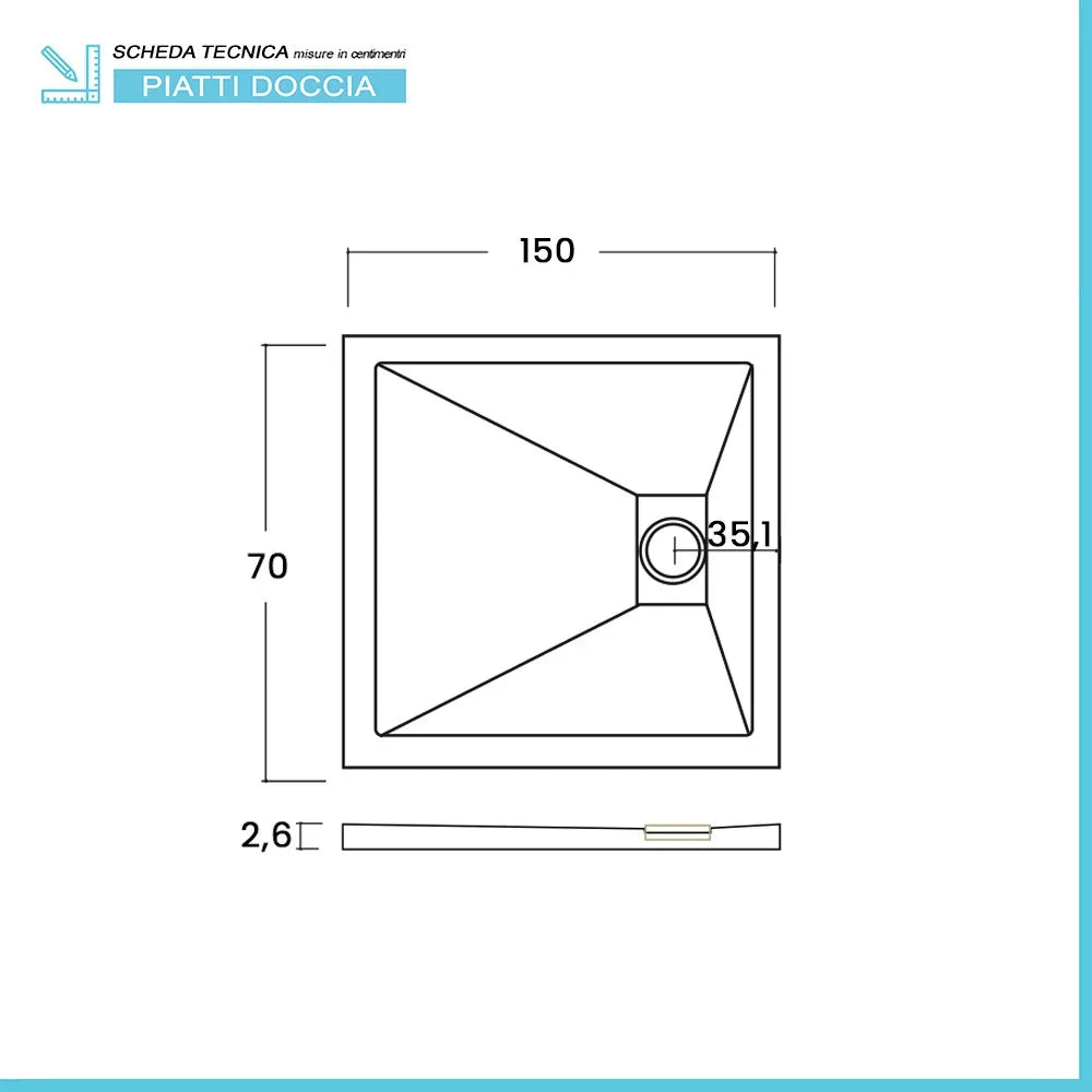 Piatto doccia 70x150 in resina nero effetto pietra riducibile Agorà