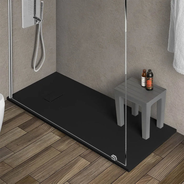 Piatto doccia 70x150 in resina nero effetto pietra riducibile Agorà