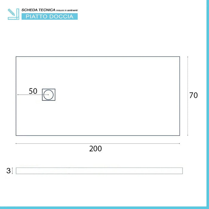 Piatto doccia 70x200 in marmoresina Karen bianco effetto pietra