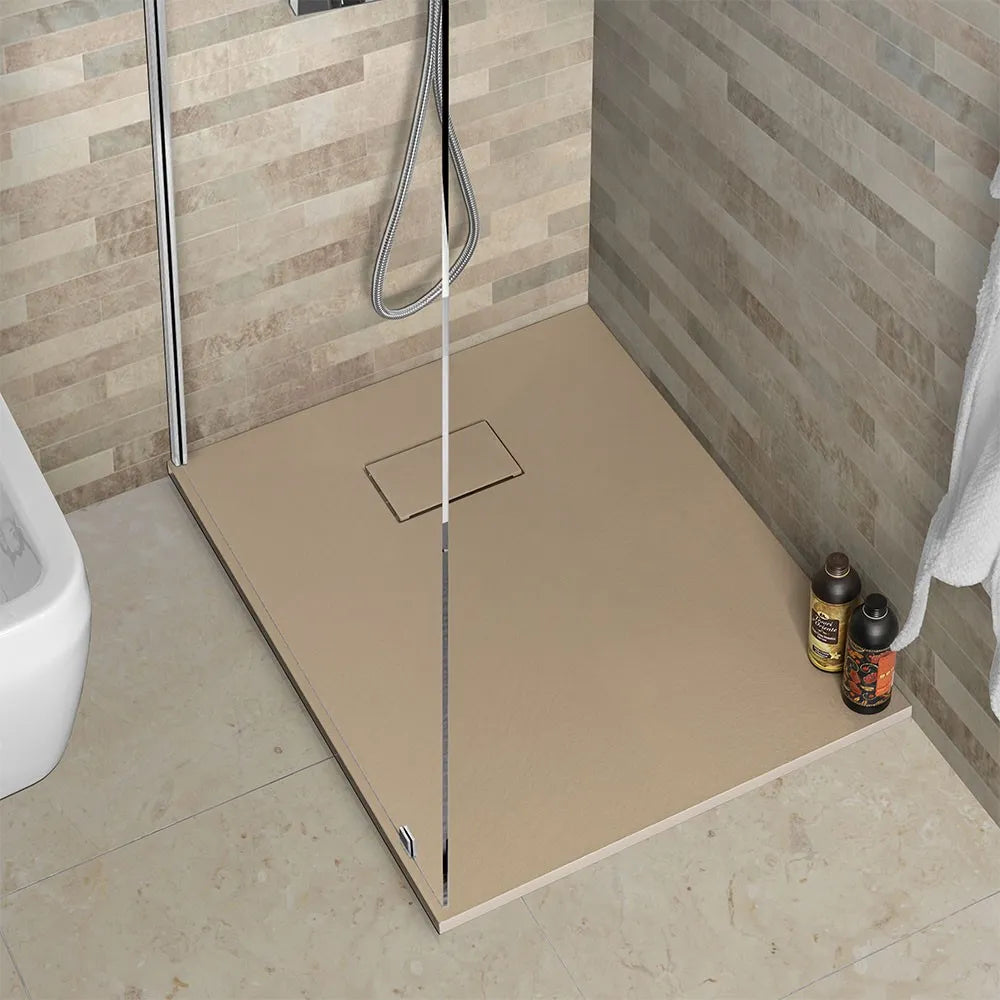 Piatto doccia 70x90 filo pavimento serie Agorà tortora effetto pietra