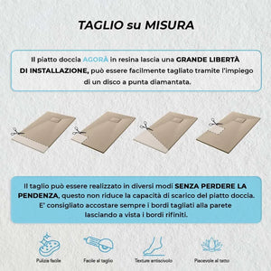 Piatto doccia 80x100 filo pavimento Agorà in resina pietra tortora