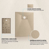 Piatto doccia 80x100 filo pavimento Agorà in resina pietra tortora