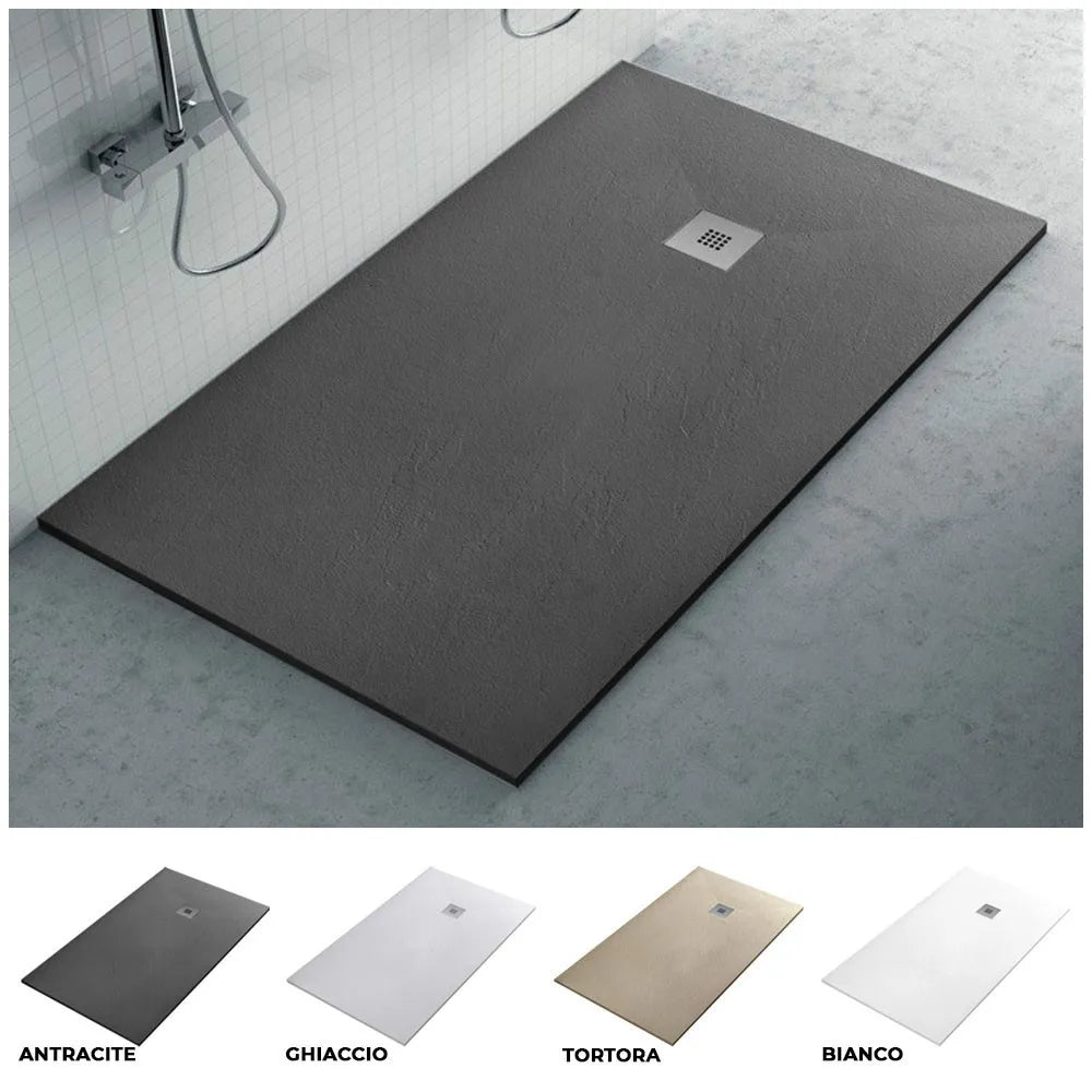 Piatto doccia 80x100 filo pavimento Karen in resina ardesia
