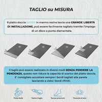 Piatto doccia 80x100 filo pavimento Karen in resina ardesia