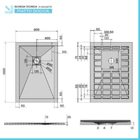 Piatto doccia 80x100 filo pavimento Karen in resina bianco pietra