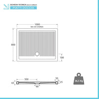 Piatto doccia 80x100 H 6.5 rettangolare in ceramica bianca con antiscivolo Ferdy