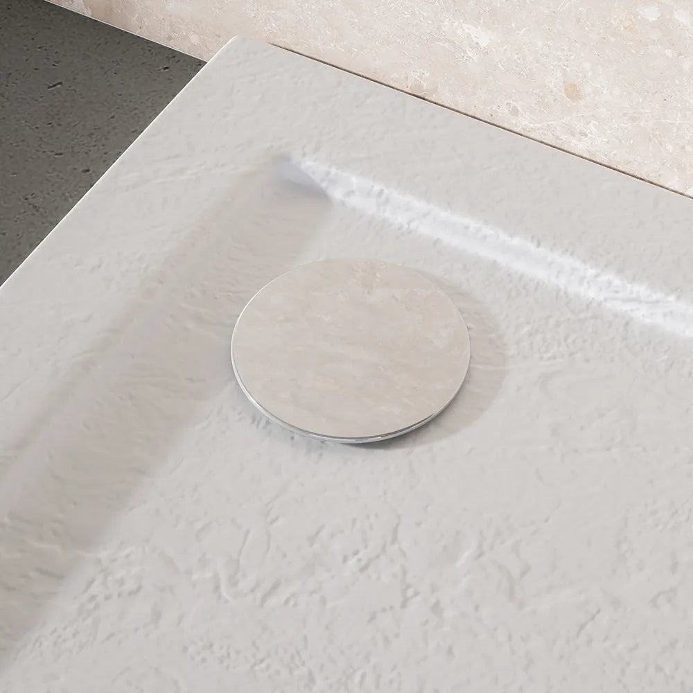 Piatto doccia 80x100 effetto pietra bianco in acrilico altezza slim | Petra