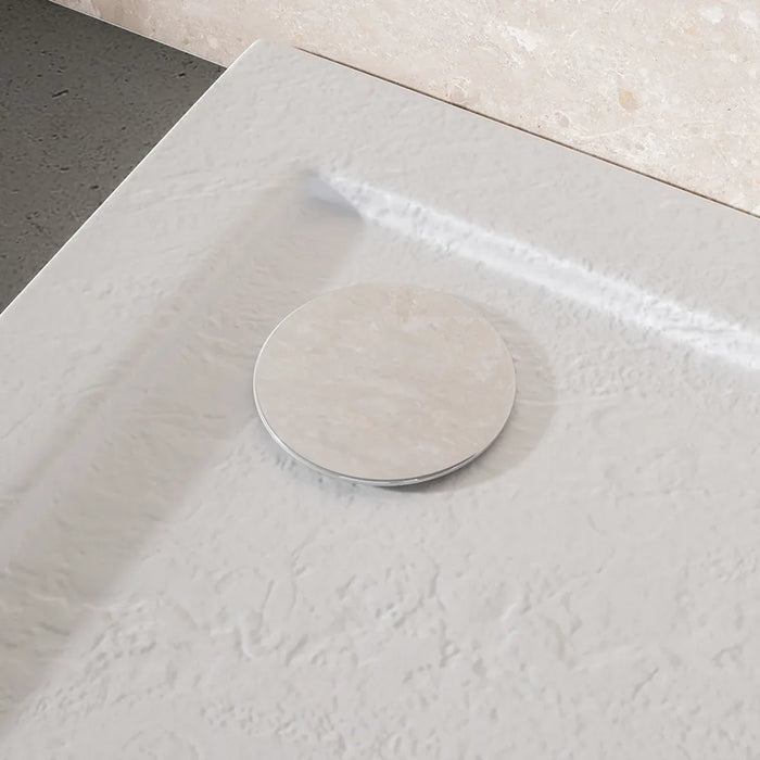 Piatto doccia 80x100 effetto pietra bianco in acrilico altezza slim | Petra