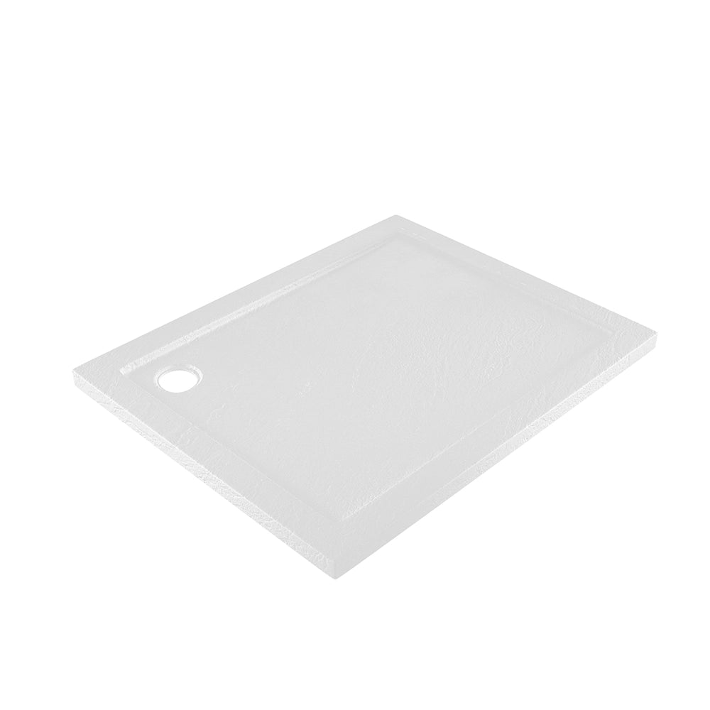 Piatto doccia 80x100 effetto pietra bianco in acrilico altezza slim | Petra