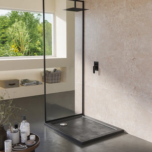 Piatto doccia 70x100 effetto pietra nero in acrilico altezza slim | Petra