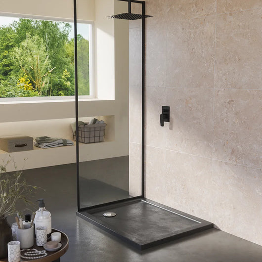 Piatto doccia 70x100 effetto pietra nero in acrilico altezza slim | Petra