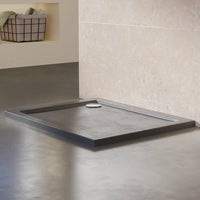 Piatto doccia 80x90 effetto pietra nero in acrilico altezza slim | Petra