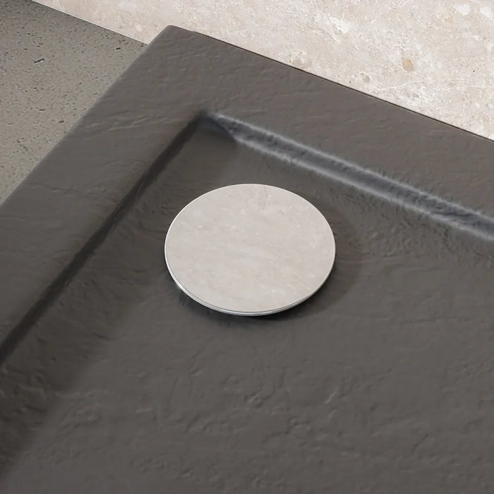 Piatto doccia 80x90 effetto pietra nero in acrilico altezza slim | Petra