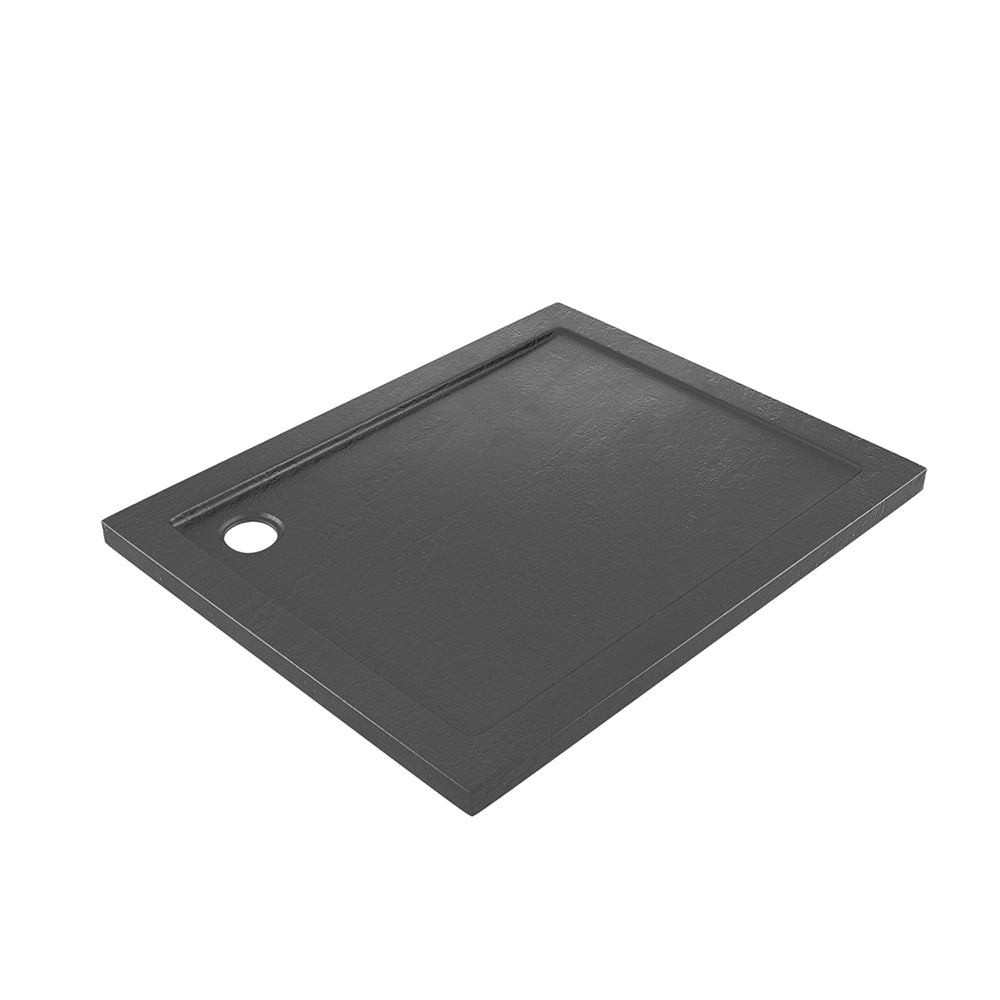 Piatto doccia 80x90 effetto pietra nero in acrilico altezza slim | Petra