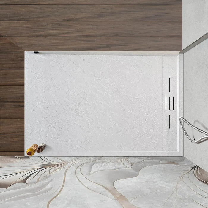 Piatto doccia 80x120 bianco pietra in resina riducibile con canalina Argo