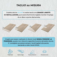 Piatto doccia 80x120 su misura serie Agorà in resina pietra tortora