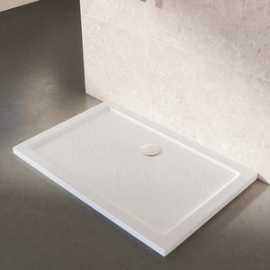 Piatto doccia 90x120 effetto pietra bianco in acrilico altezza slim | Petra