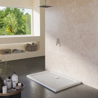 Piatto doccia 80x120 effetto pietra bianco in acrilico altezza slim | Petra