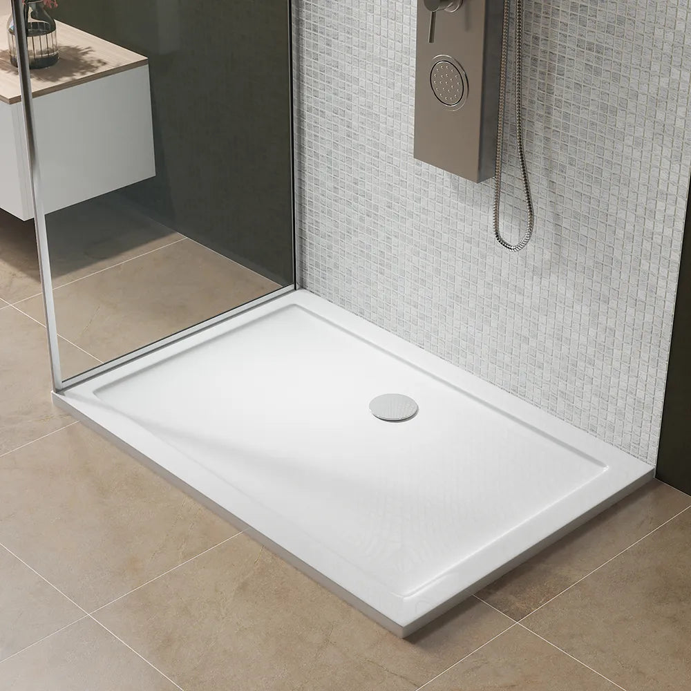 Piatto doccia 90x120 cm bianco lucido bordato in acrilico rinforzato | Asteios