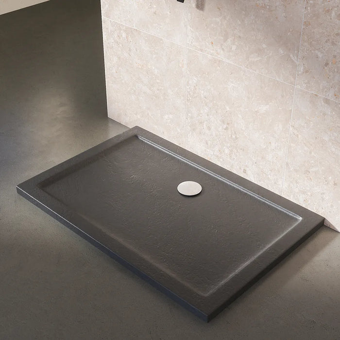 Piatto doccia 80x120 effetto pietra nero in acrilico altezza slim | Petra