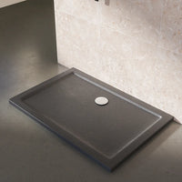 Piatto doccia 90x120 effetto pietra nero in acrilico altezza slim | Petra