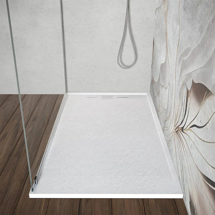 Piatto doccia 80x140 bianco pietra in resina riducibile con canalina Argo