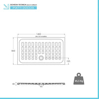 Piatto doccia 80x140 H 4 rettangolare in ceramica bianca con antiscivolo Cube