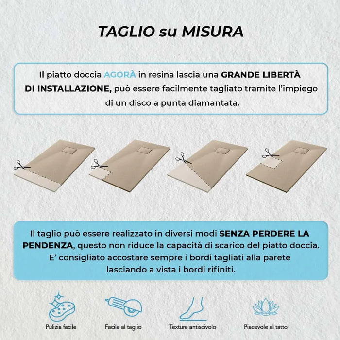 Piatto doccia 80x140 in resina tortora effetto pietra serie Agorà