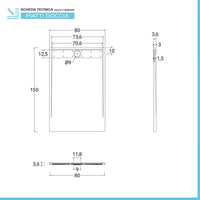 Piatto doccia 80x150 bianco pietra in resina riducibile con canalina Argo