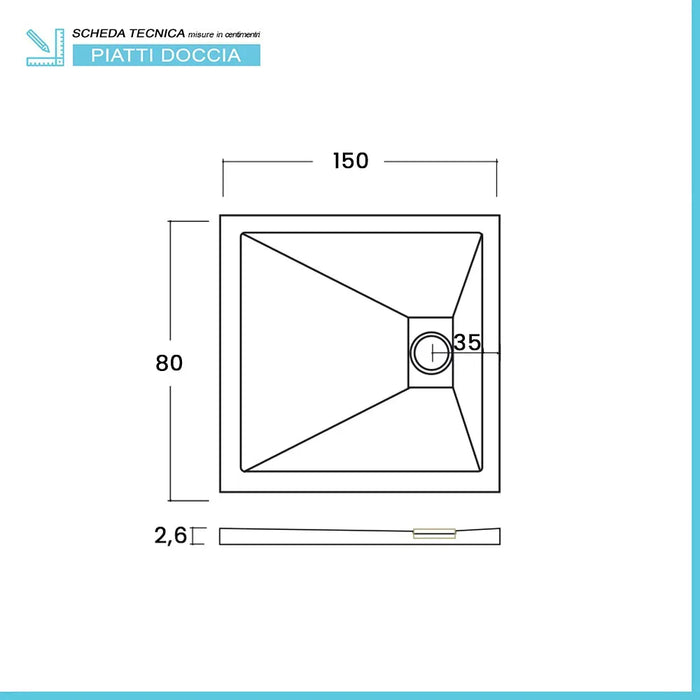 Piatto doccia 80x150 in resina nero effetto pietra riducibile Agorà