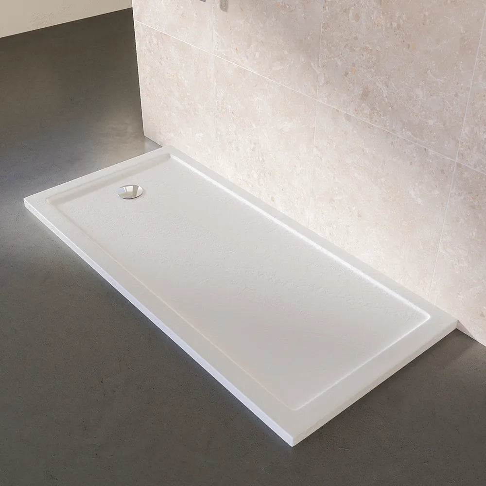 Piatto doccia 70x170 effetto pietra bianco in acrilico altezza slim | Petra